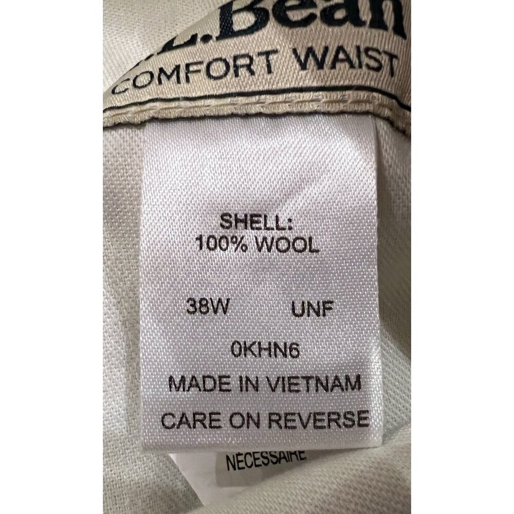 LL‎ Bean Mens Charcoal 100% Wool Comfort Waist Cuff Dress Pants 38x29 - Picture 11 of 14